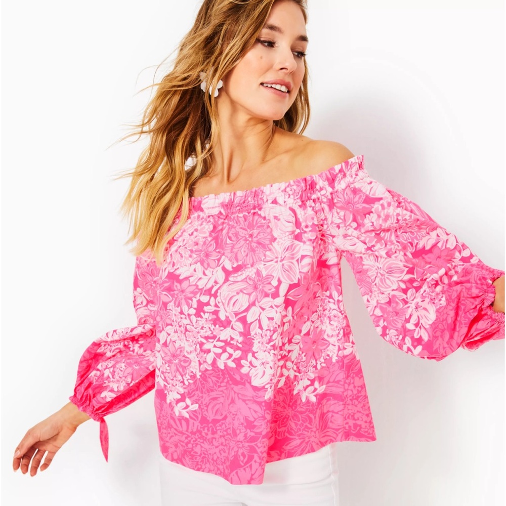 NWT! Lilly Pulitzer Pink Off-the-Shoulder Blouse